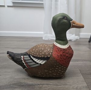 Handmade Stuffed Weighted Mallard Duck Door Stop Cabin Cottage Primitive Rustic